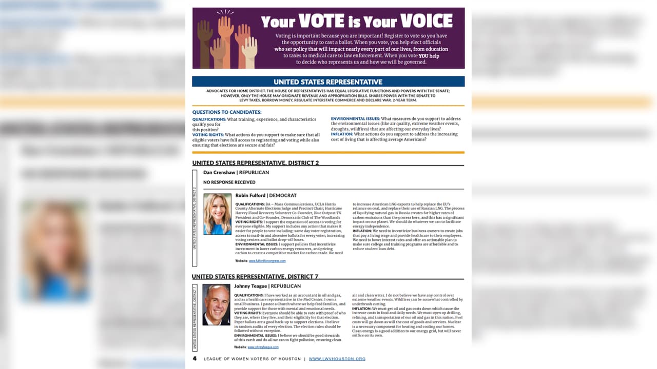La Liga de Mujeres Votantes de Houston se encarga de que el votante ponga atención en las plataformas y temas de interés de los candidatos que participan en la contienda electoral.