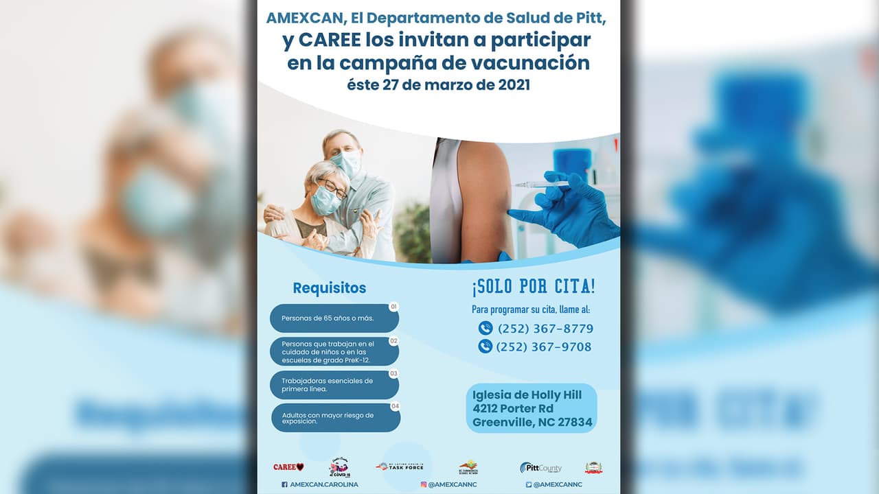 Hispanos pueden recibir la vacuna del covid-19 este sábado en Greenville