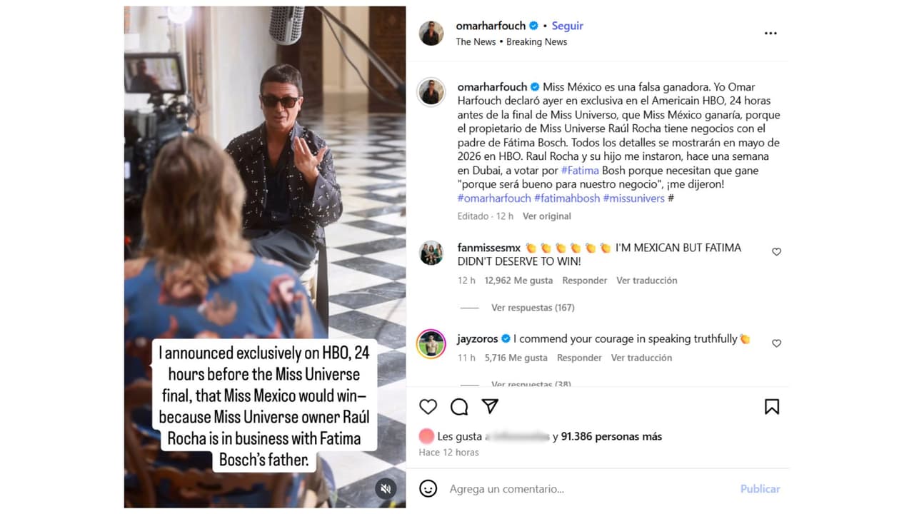 Así arremetió Omar Harfouch contra Miss Universe.