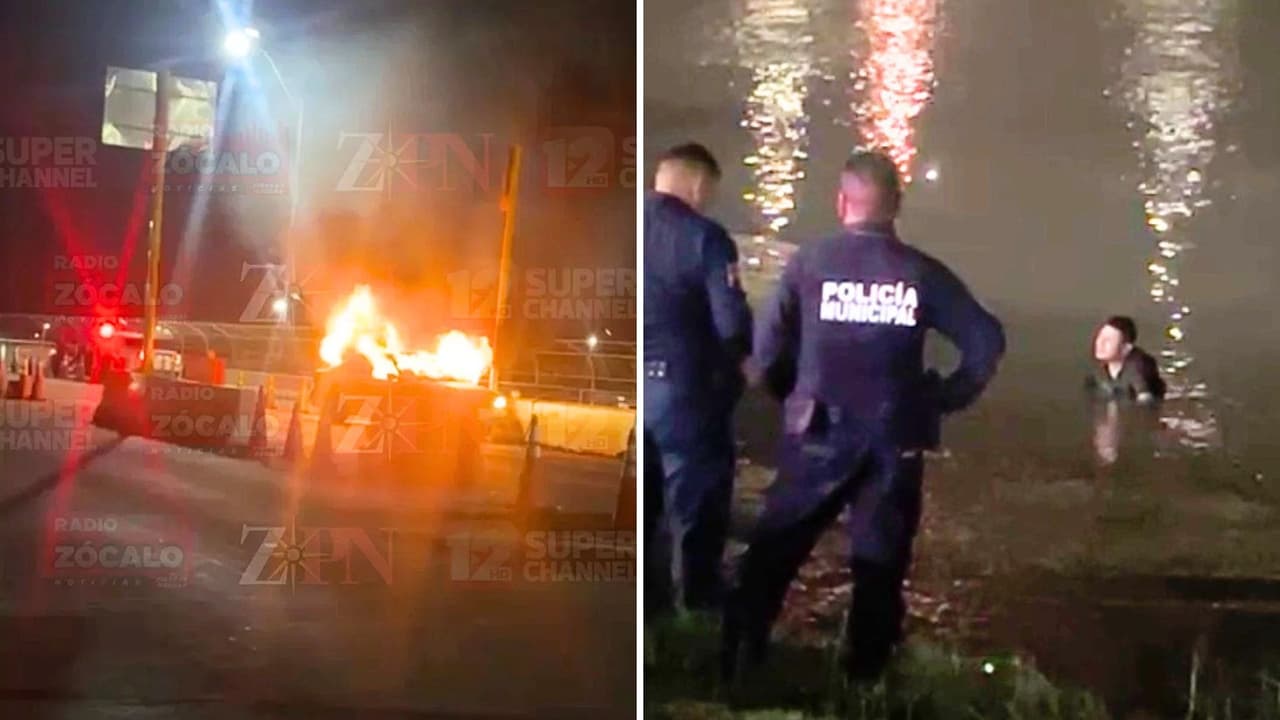Choca e incendia auto en Puente Internacional en huida tras atacar a su familia con un machete