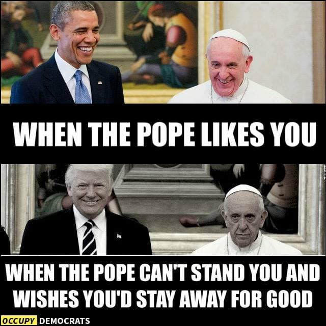 El papa no parecía muy feliz de la visita del presidente Trump e Internet se llenó de memes.
