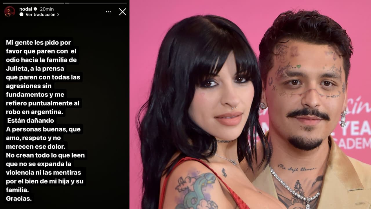 Nodal pidió que pare "el odio" contra la familia de Cazzu.