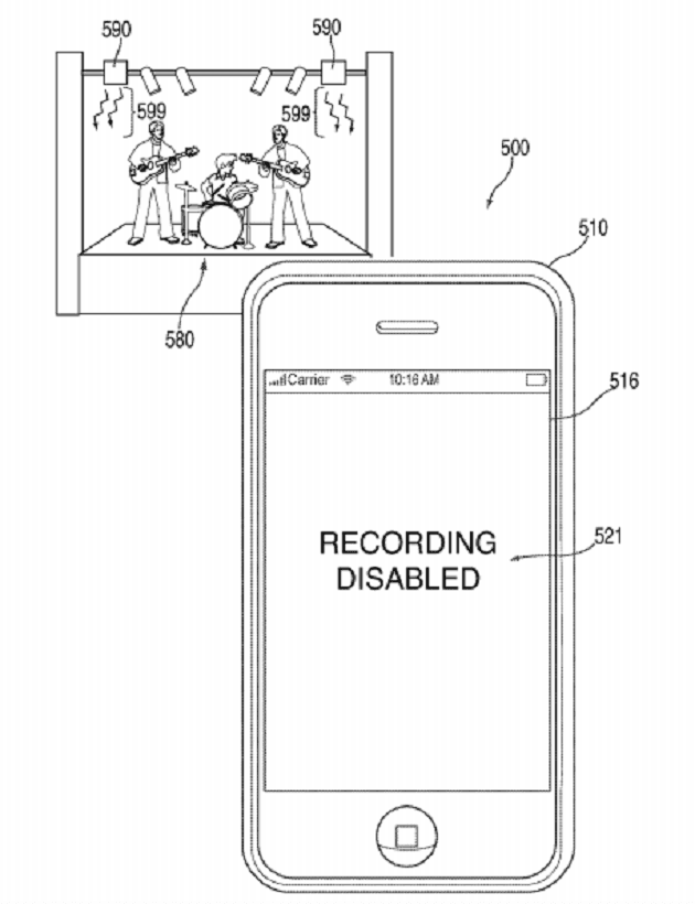 Apple obtiene la patente de la tecnología que podría impedirte grabar vídeo o tomar fotos en un concierto