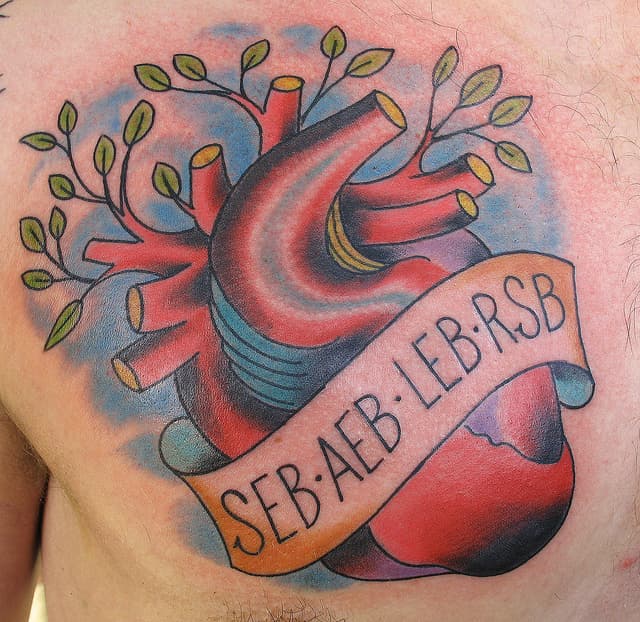 Tatuajes de corazones con iniciales