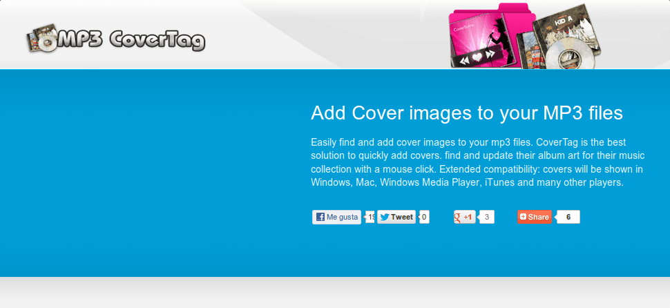 MP3 CoverTag coloca las tapas de disco en tus canciones