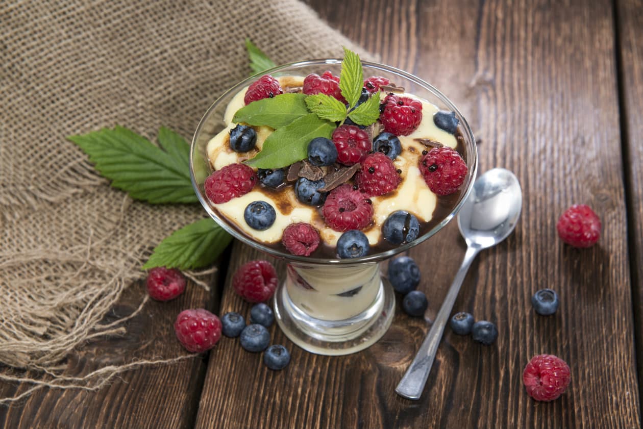 Pudín de vainilla y bayas