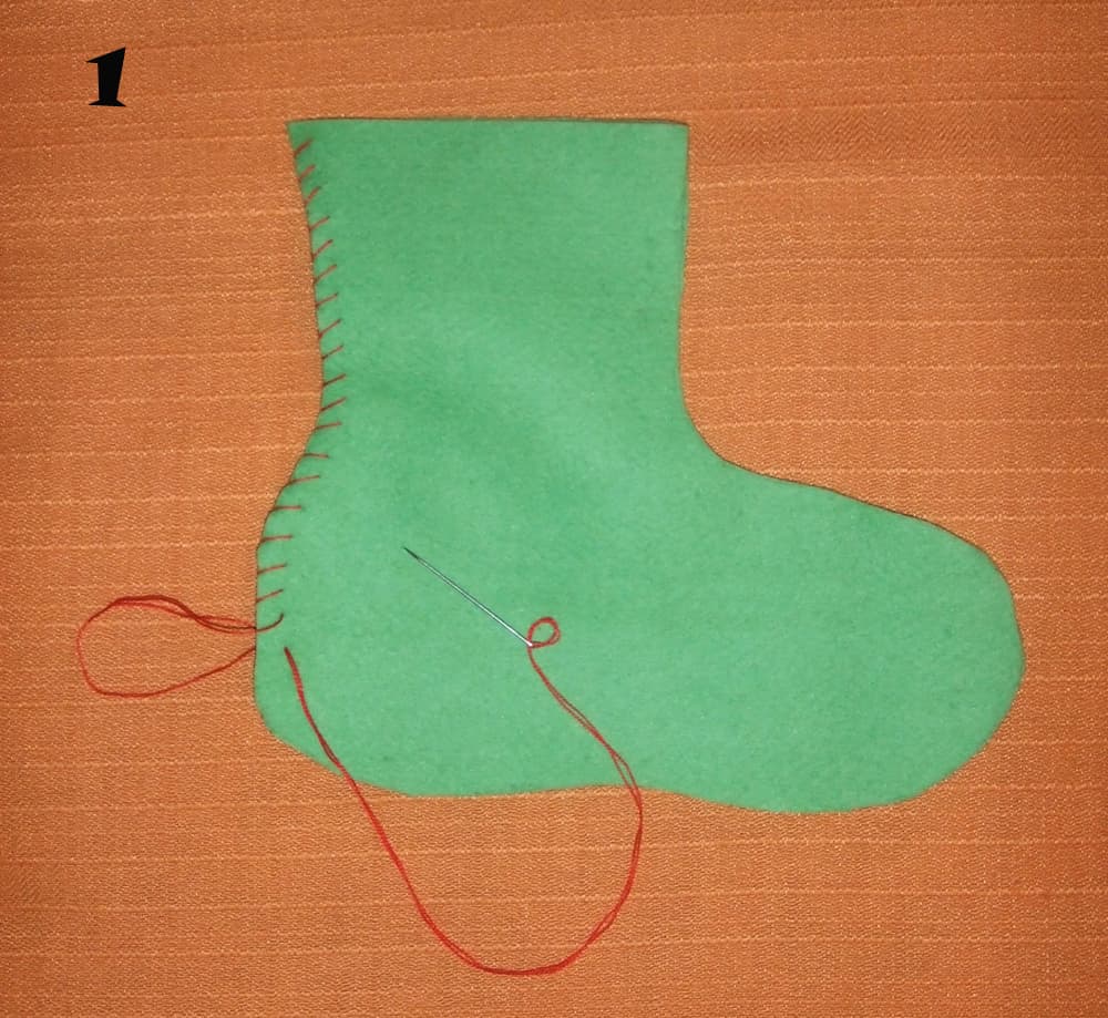 Bota navideña en fieltro, enviada por Érika