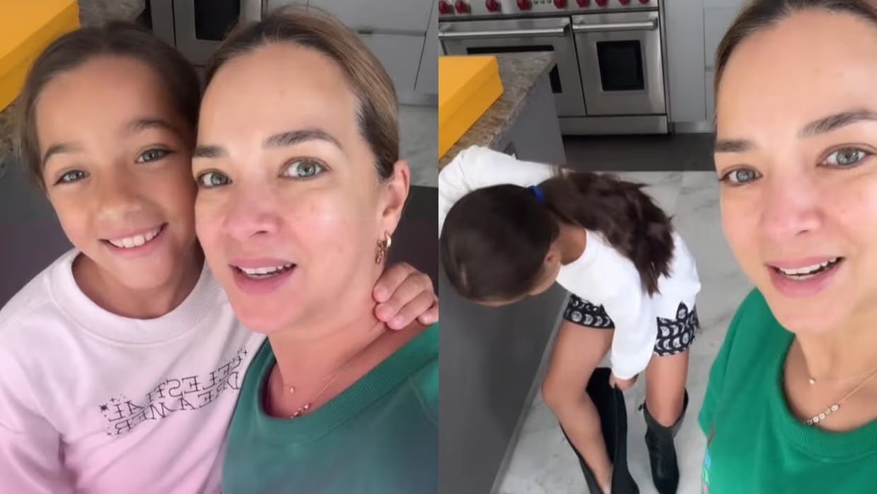 Adamari López presume a su hija probándose sus botas con tacones
