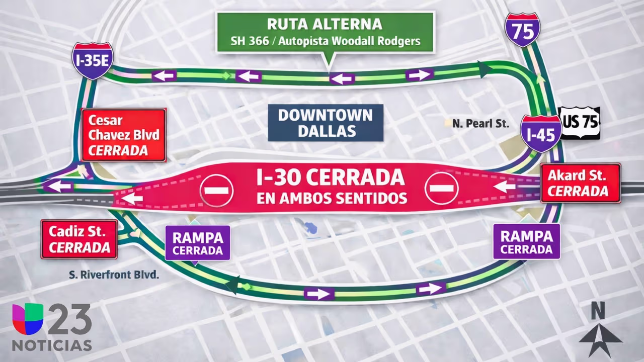 Cierre total de la I-30 en el centro de Dallas: fechas, horarios y ...
