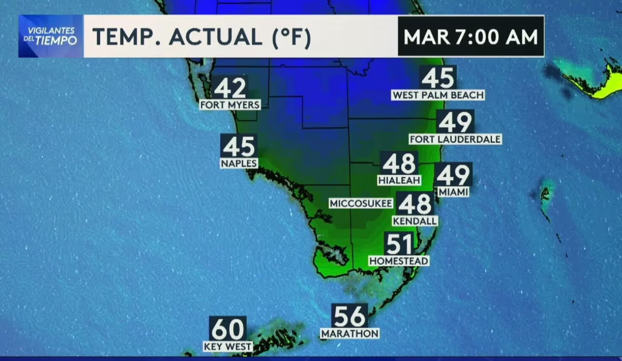 Temperaturas en sur de Florida bajan a los 49 grados: ¿hasta cuándo ...