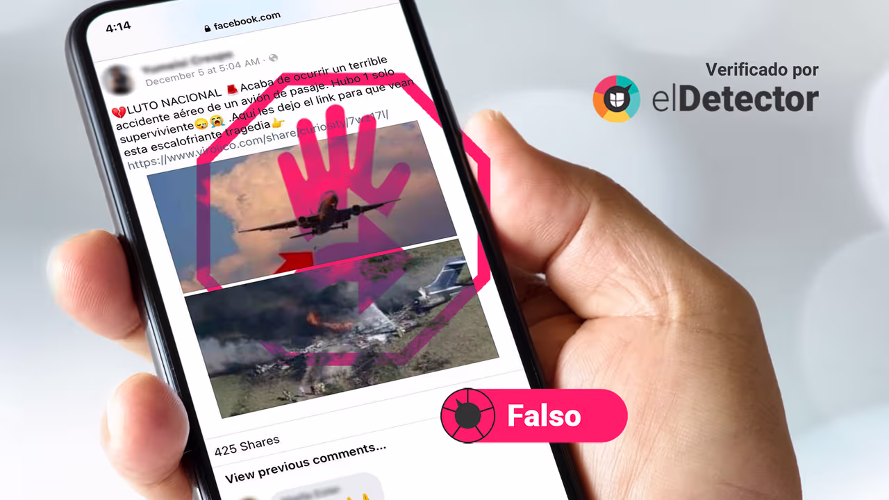 Image accompanying “Luto Nacional. Acaba de ocurrir un terrible accidente aéreo de un avión de pasaje (sic). Hubo 1 solo superviviente. Aquí les dejo el link para que vean esta es