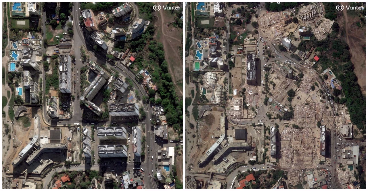 Caraballeda revives Vargas's nightmare: collapsed buildings, rubble and refugee families after the earthquake