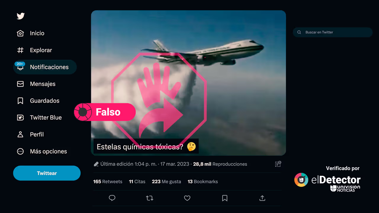 Image accompanying Avión que aprece en el video expulsa estelas químicas tóxicas.