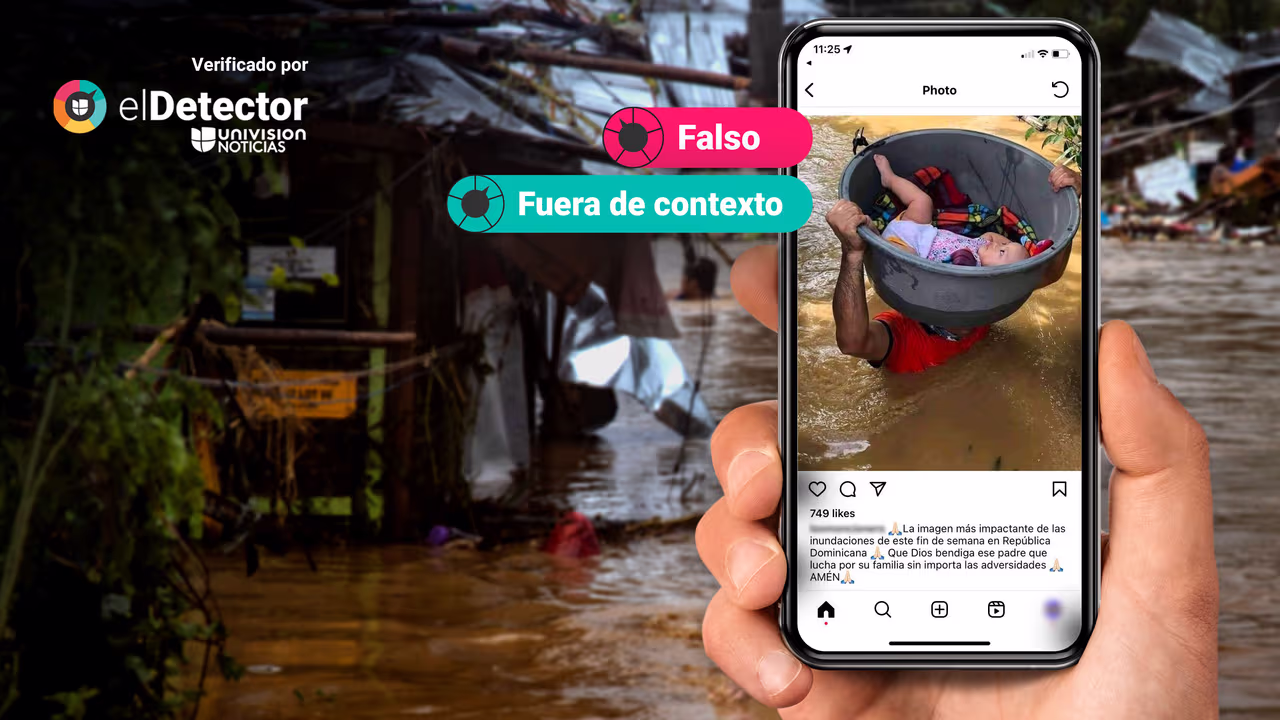 Image accompanying Esta foto del rescate de un bebé es de las inundaciones en República Dominicana.