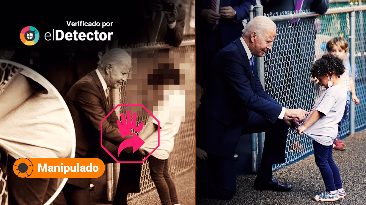 Image accompanying Joe Biden toca inapropiadamente a un niño debajo de su camiseta.