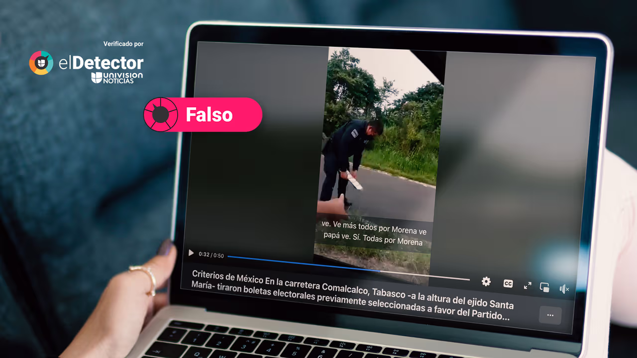 Image accompanying Ese video, en el que se señala que se encontraron boletas electorales marcadas a favor del partido Morena en una carretera, es evidencia de fraude para las elec
