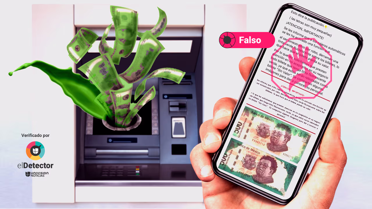 Image accompanying Los cajeros automáticos en México manchan los billetes de tinta verde fluorescente en el caso de robo y esto hace que pierdan su valor.