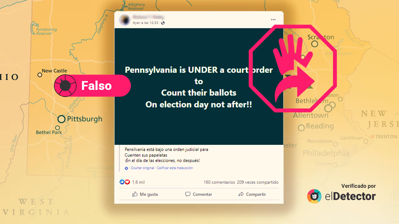 Image accompanying Pennsylvania está "bajo una orden judicial” para contar las papeletas el mismo día de la elección.