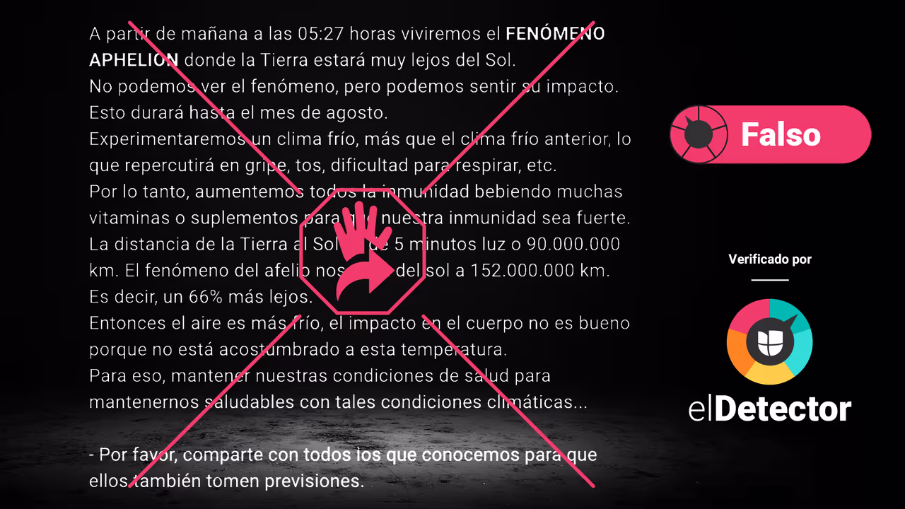 Image accompanying “A partir de mañana a las 05:27 horas viviremos el FENÓMENO APHELION donde la Tierra estará muy lejos del Sol. No podemos ver el fenómeno, pero podemos sentir s
