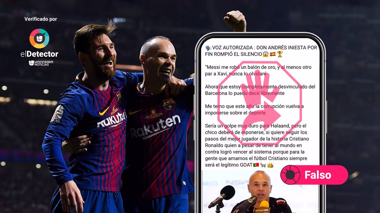 Image accompanying Andrés Iniesta dijo que Messi le robó un Balón de Oro y que Cristiano Ronaldo es el "mejor jugador de la historia".