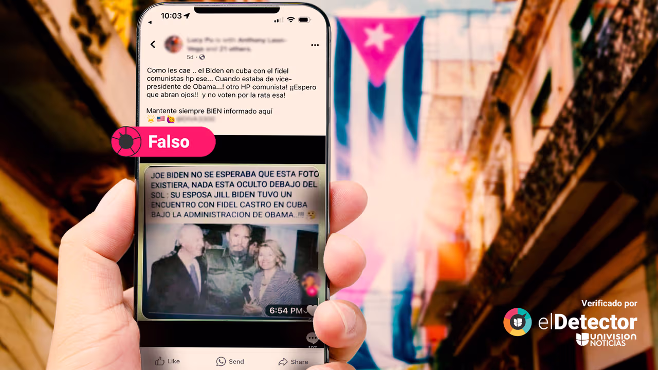 Image accompanying En esta foto se ve a Joe Biden y su esposa, Jill Biden, con Fidel Castro.