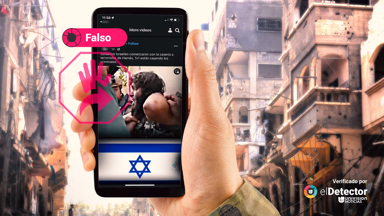 Image accompanying Este video muestra a un grupo de militares israelíes “cazando” a un integrante de Hamas tras los ataques del 7 de octubre.