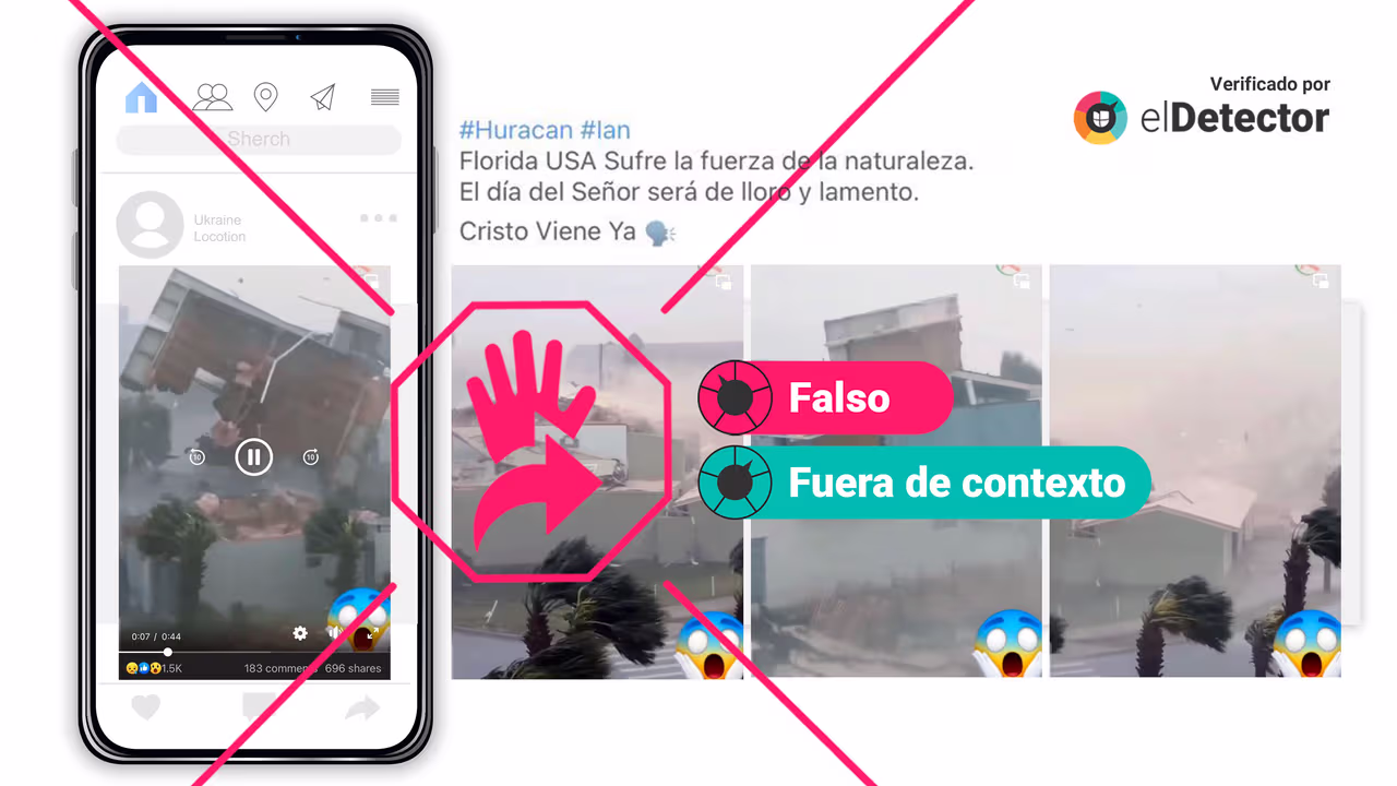 Image accompanying Video que muestra techos arrancados por los vientos en Florida fue grabado durante el paso del huracán Ian