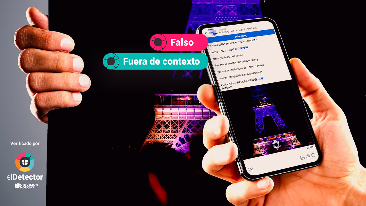 Image accompanying Esta foto de la torre Eiffel iluminada con la bandera israelí es de abril de 2024, tras el ataque de Irán contra Israel.
