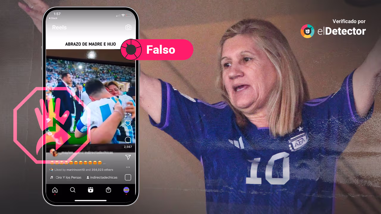 Image accompanying La mujer que aparece abrazando a Lionel Messi en una foto, al ganar Argentina la Copa del Mundo de fútbol, es su mamá.