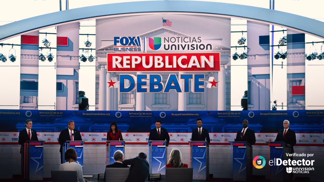 Image accompanying Ron DeSantis: "Ellos (el gobierno de Trump) añadieron 7.8 billones a la deuda”.