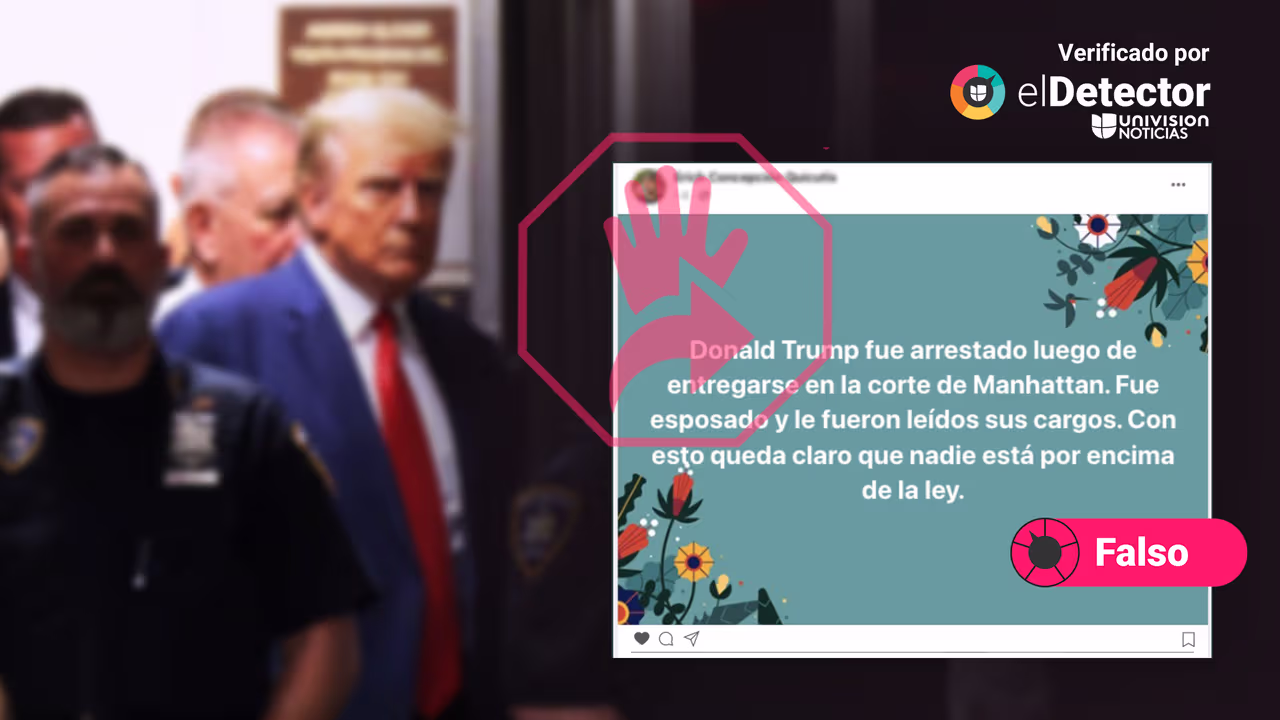 Image accompanying "Donald Trump fue arrestado luego de entregarse en la corte de Manhattan. Fue esposado".