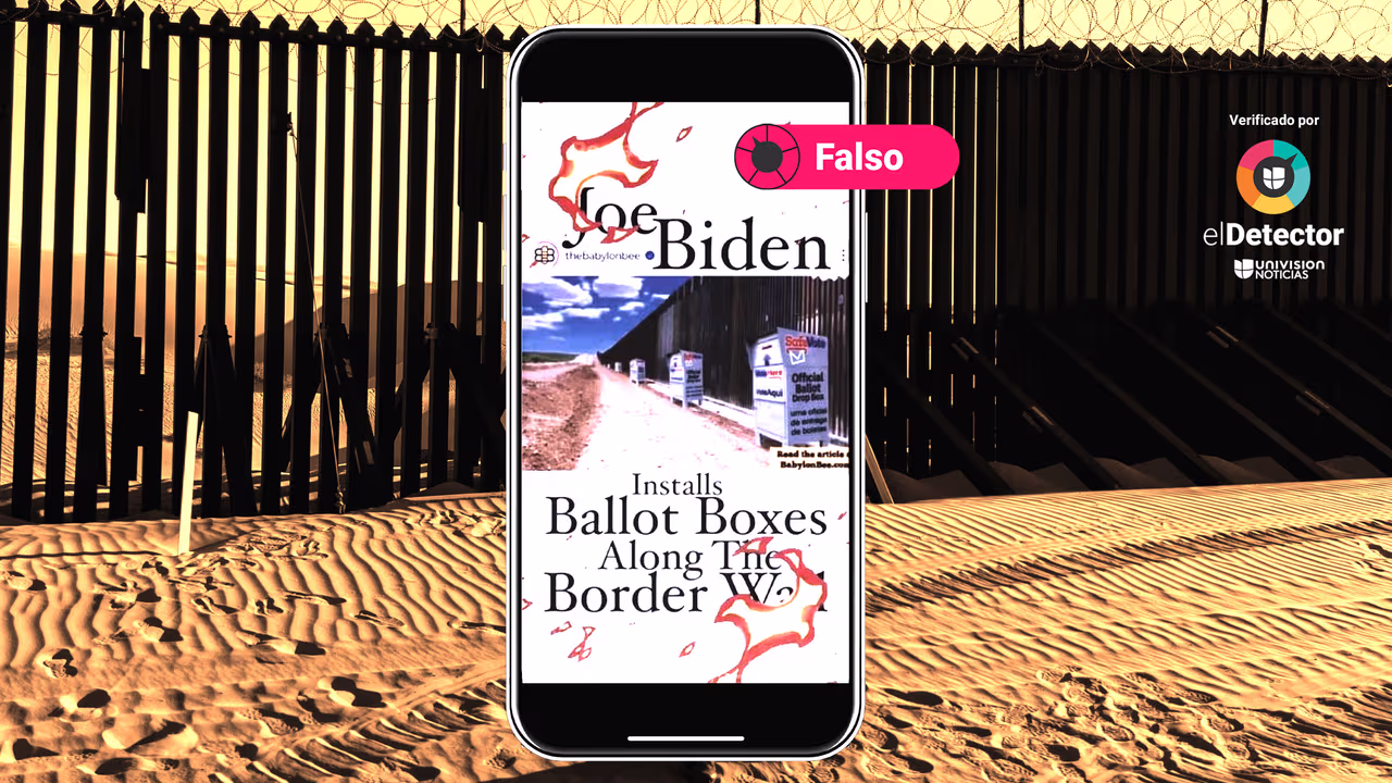 Image accompanying Esta imagen muestra urnas de votación en la frontera entre Estados Unidos y México instaladas por Joe Biden.