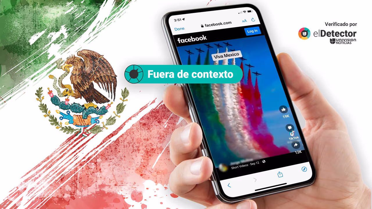 Image accompanying Este video muestra una formación de aviones dibujando en el cielo la bandera de México.