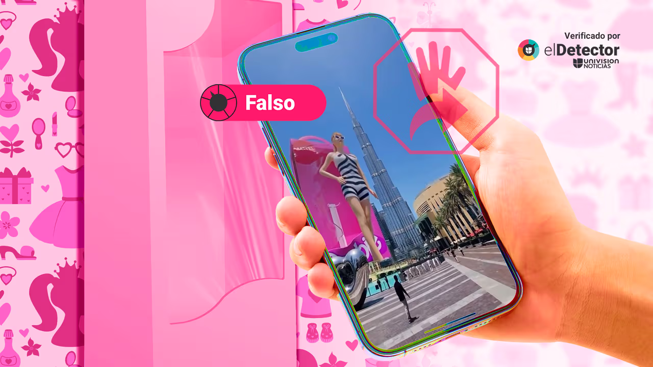 Image accompanying Imagen en 3D de una Barbie fue proyectada al lado del rascacielos Burj Khalifa, en Dubai.