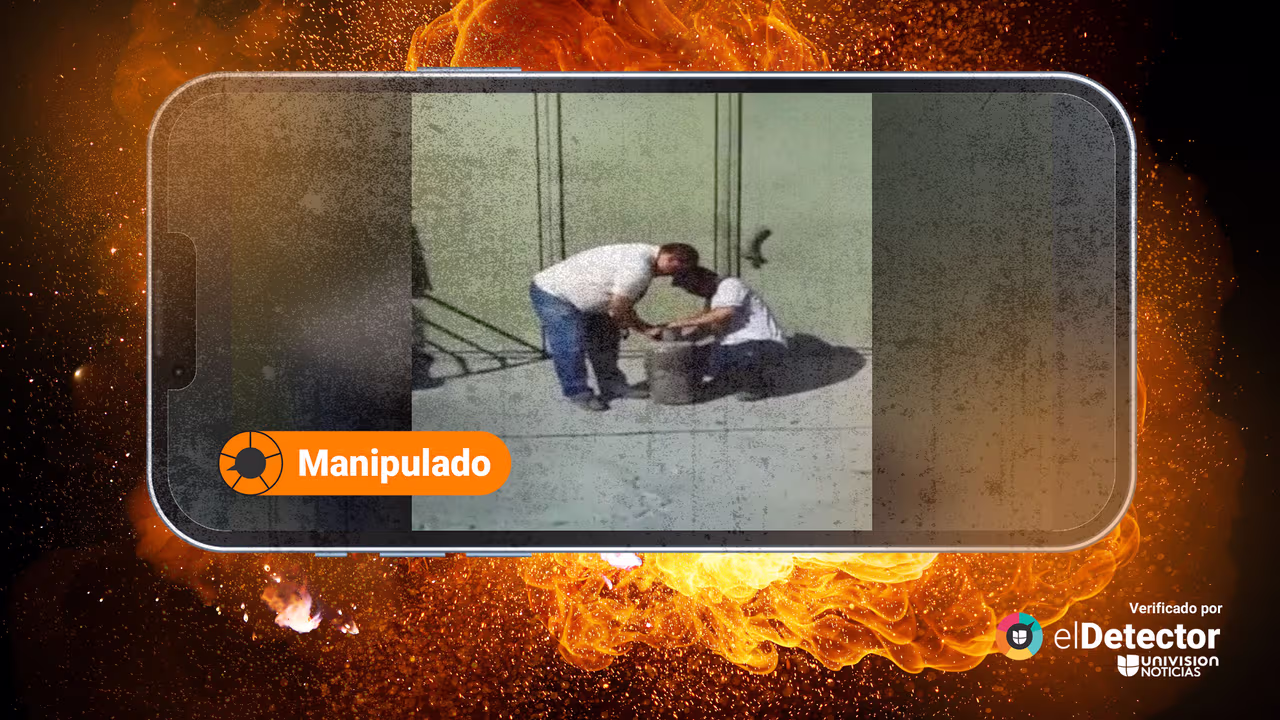 Image accompanying Video muestra que con el estallido de un cilindro de gas desaparecen los hombres que lo maniobraban.