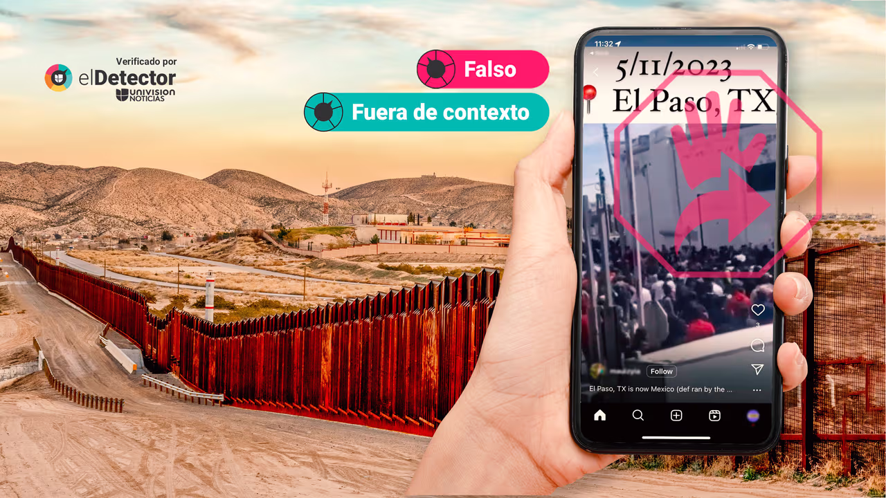 Image accompanying Imágenes muestran un cruce masivo ilegal de migrantes de México a Estados Unidos,  por el puente Santa Fe en El Paso, Texas, el 11 de mayo de 2023.