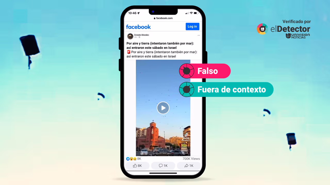 Image accompanying Estos videos muestran el descenso de decenas de paracaidistas durante el ataques de Hamas a Israel.