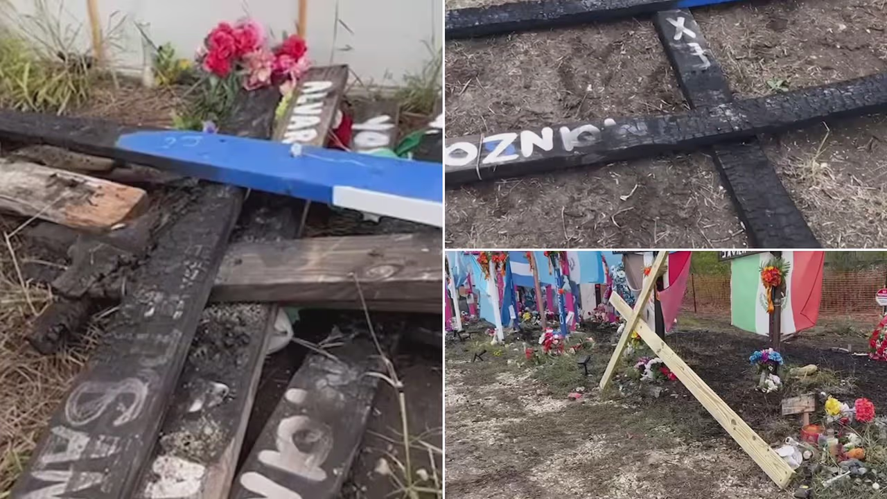 Una mujer vandaliza el altar dedicado a los migrantes que murieron en ...