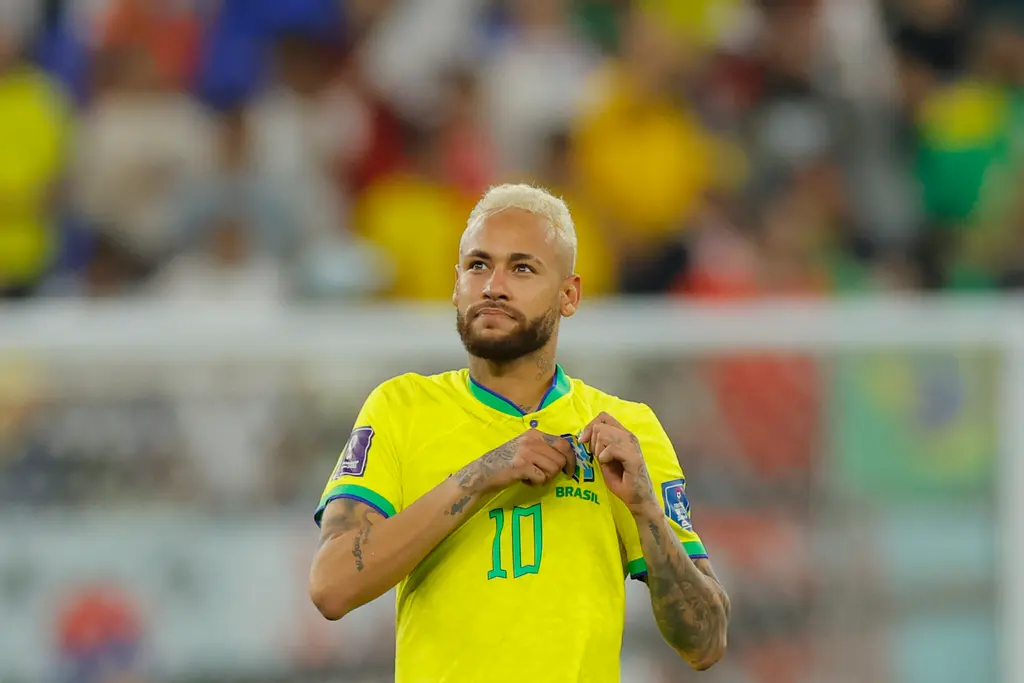 Brazil's forward #10 Neymar celebrates after his team won the Qatar 2022 World Cup round of 16 football match between Brazil and South Korea at Stadium 974 in Doha on December 5, 2022. (Photo by Odd ANDERSEN / AFP) (Photo by ODD ANDERSEN/AFP via Getty Images)